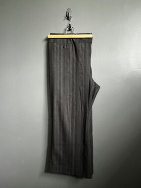 MXM Textured Stripe Wide Leg Pull On Pants Size 22 Charcoal Gray Stretch Career